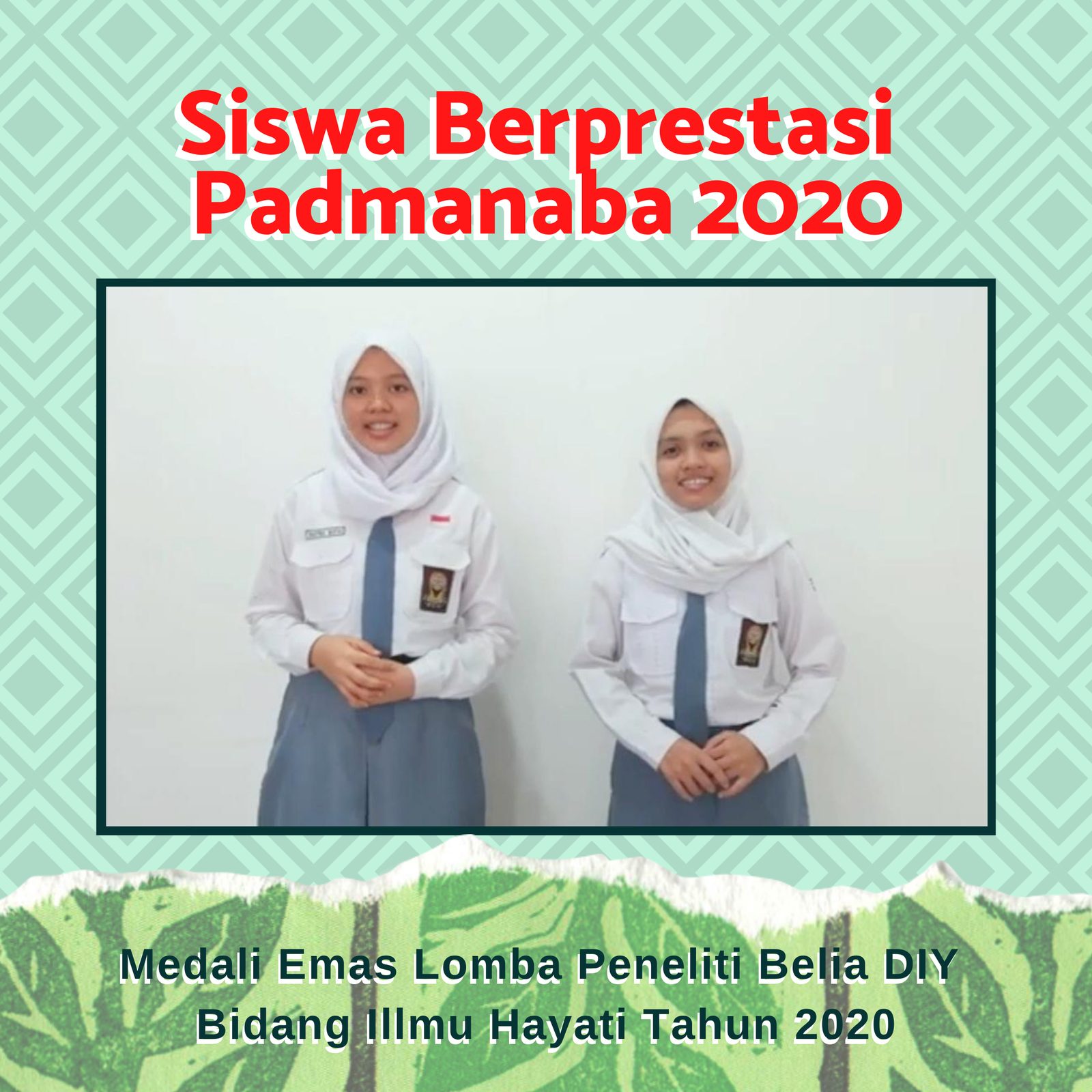 Medali Emas Lomba Peneliti Belia DIY Bidang Ilmu Hayati Tahun 2020