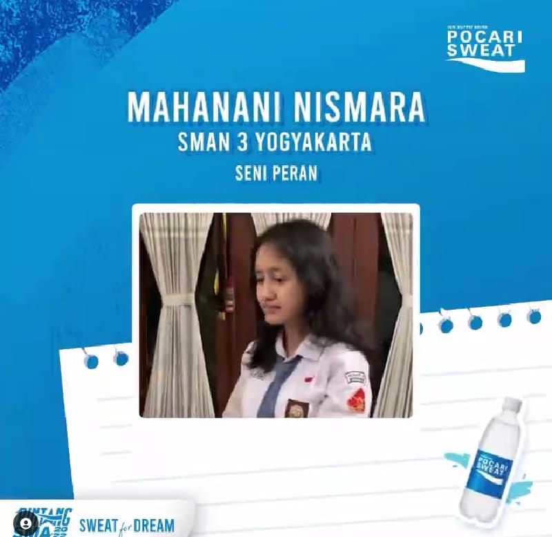 Menjadi Pemenang Weekly Winner Bintang SMA 2022 Week 5 Bidang Seni Peran dalam ajang lomba yang diselenggarakan oleh Pocari Sweat