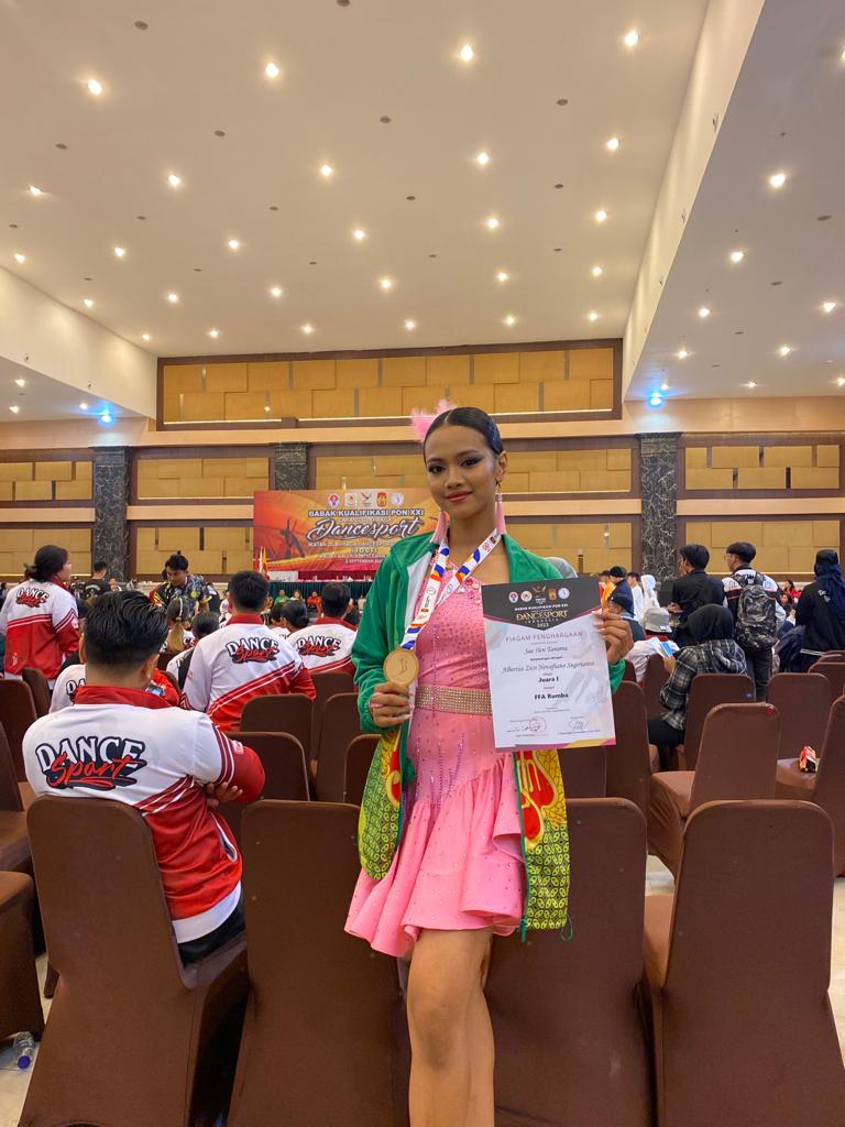 Juara 1 FFA Rhumba, Juara 4 Rising Star Latin Babak Kualifikasi PON XXI Dancesport 2023