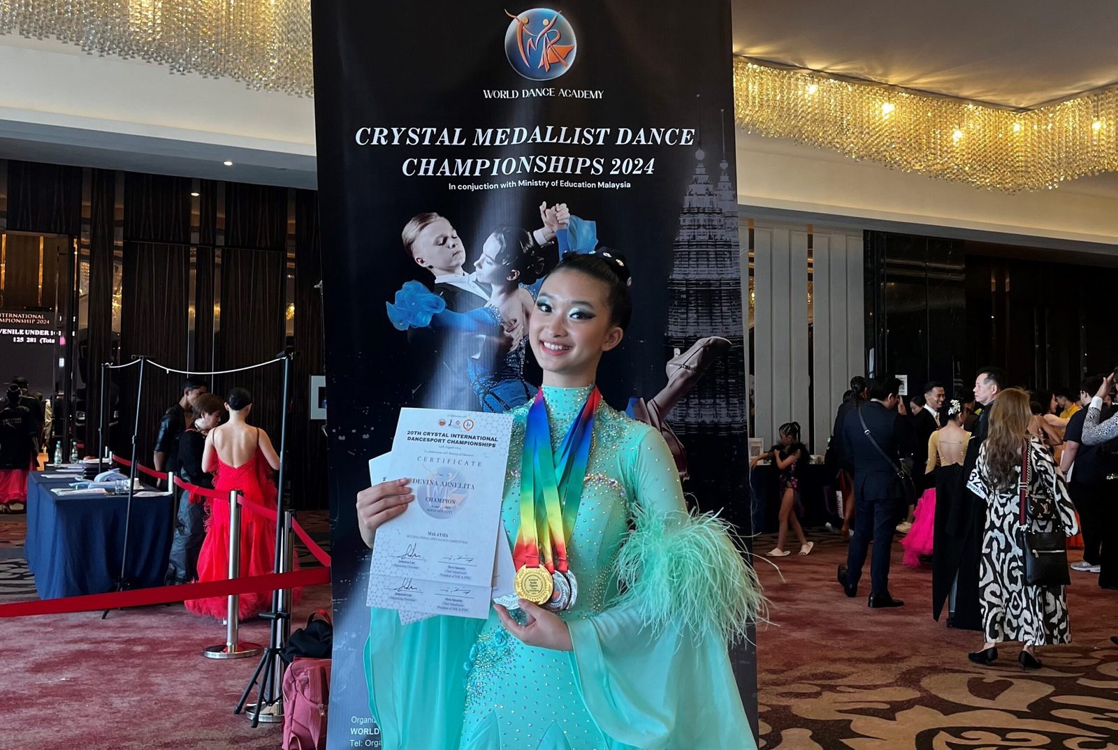 Champion – Standard Solo Open Tango (T), 1st Runner Up – Standard Solo Open Waltz, 1st Runner Up – Standard Solo Open Foxtrot, 1st Runner Up – Standard Solo Open Viennese Walt – 20th Crystal International Dancesport Championships 2024