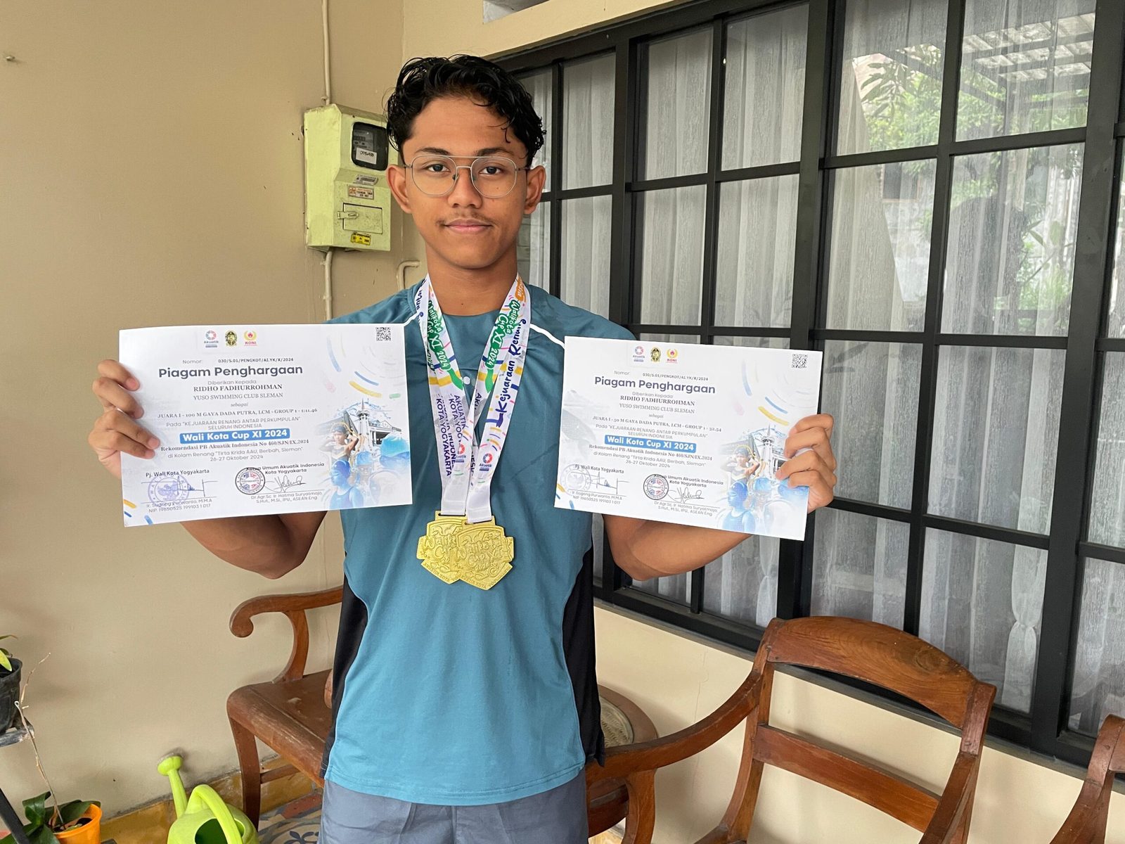 Medali Emas 100 meter Gaya Dada dan Medali Emas 50 meter Gaya Dada Walikota Cup XI 2024
