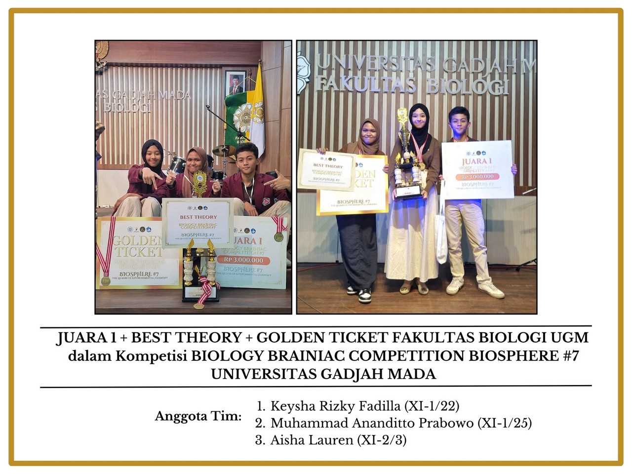 Juara 1 Biology Brainiac Competition UGM #7 2024
