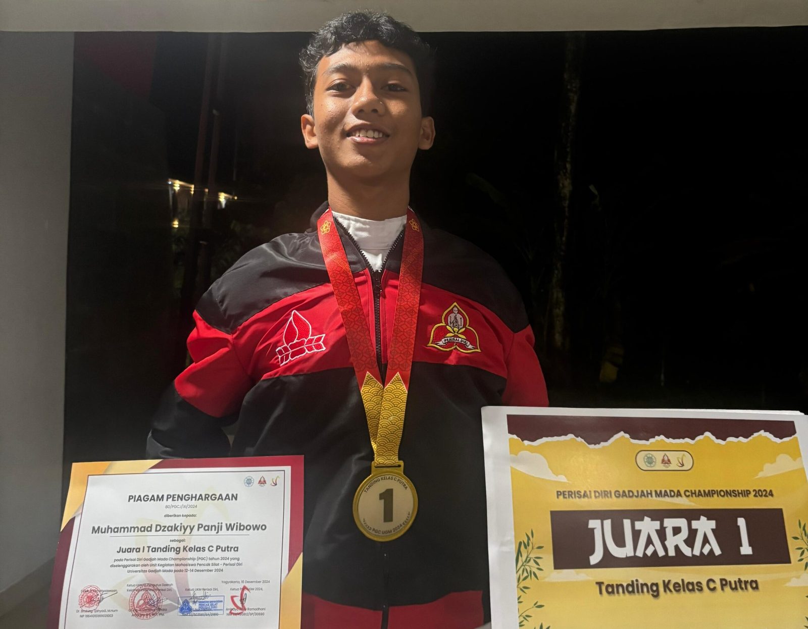 Medali Emas Kejurnas Perisai Diri Kategori Tanding Putra Kelas C Gajah Mada Championship 2024