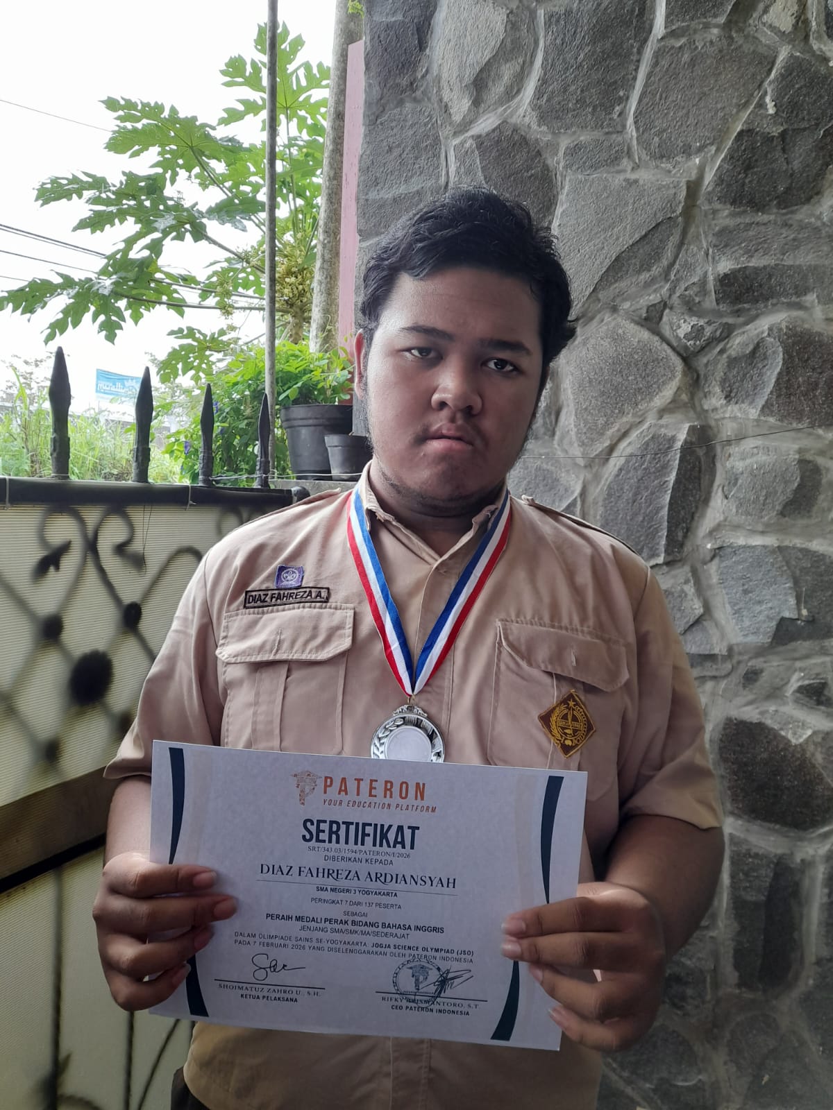 Medali Perak Jogja Science Olympiad (JSO) Bidang Bahasa Inggris