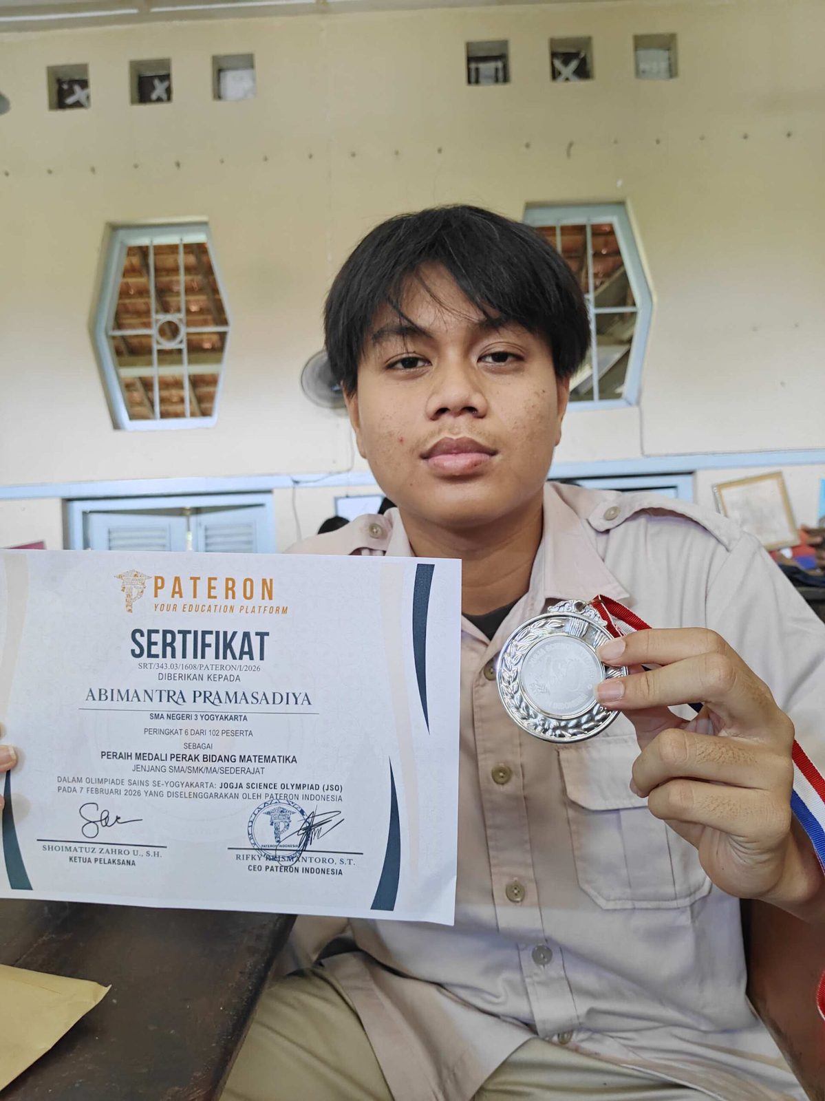 Medali Perak Matematika Jogja Science Olympiad